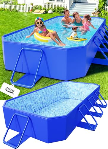 KingSom Piscine Tubulaire rectangulaire,Piscine hors Sol rectangulaire,Surdimensionné et Épaissi,Piscine Metal Frame Piscine Tubulaire,Facile à Ranger,Piscine Pliable,Piscine Adulte, 229 x 127 x 51 cm