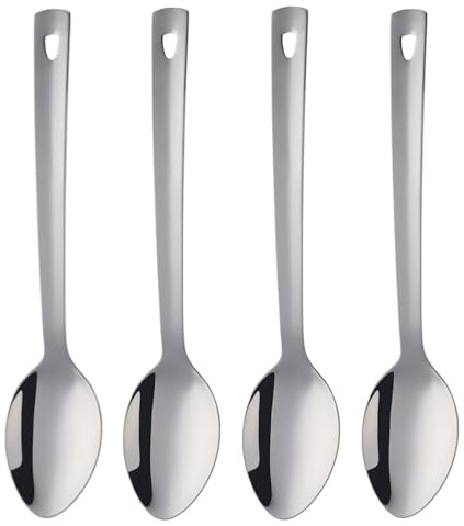 13 Zoll Servierlöffel Set, 4 Stück Edelstahl-Buffetlöffel, silberne Servierlöffel mit langem Stiel für Catering, spülmaschinenfest (Silber)