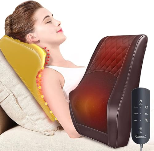 OMASSA Shiatsu Massagegerät, Schulter Nackenmassagegerät mit Wärme, 3D Knet Massagekissen zur Linderung von Rücken, Nacken, Schulter und Beinschmerzen, Geschenke für Männer, Frauen (Orange+Black)