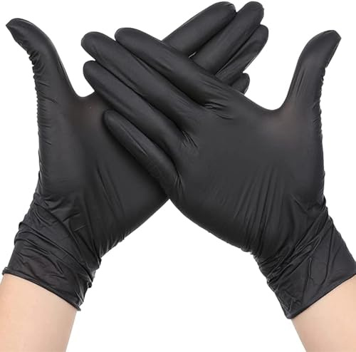Black Nitrile Disposable Gloves Latex Free Powder Free, Heavy Duty Exam Gloves, Extra Strong Medical Surgical Cleaning Food Prep Gloves, Multi-Purpose Disposable Nitrile Gloves (Small, 200, count)
