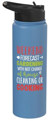 Weekend Forecast Cleaning Gardening Plant Lover Gardener Stainless Steel Insulated Water Bottle