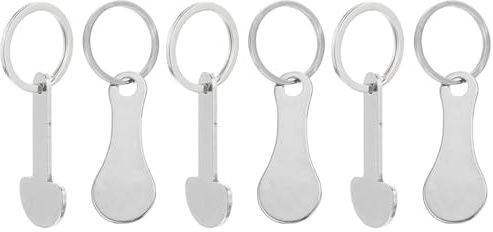 AKOOSY Shopping Trolley Token Key Ring Set, 6pcs Stainless Steel Removable Trolley Release Keys Keychain, Small Hanging Tokens for Supermarket Cart