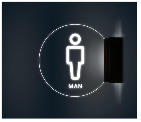 for toilette for insegne da bagno aziendale, insegna for a LED for uomo donna unisex acrilico nero trasparente(B)