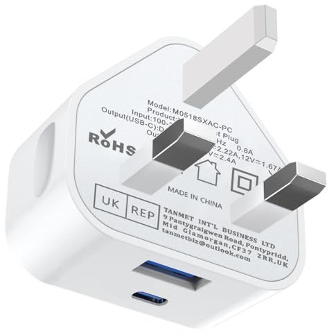 USB C Plug,20W USBC Phone Charger Plug Adapter UK Fast Charge for iPhone 17 Pro Max Air 16e 16 Plus Pro Max 15 14 13 12 11 SE Watch iPad Pro Mini Air,Dual Port Micro USB and Type C Charging Head