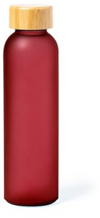 Genérico Botella de Agua de Cristal 500ml con Tapón de Bambú, Libre de BPA, Reutilizable, Transparente, 22.5cm de Alto, 6.3cm de Diámetro, 250g (Rojo)