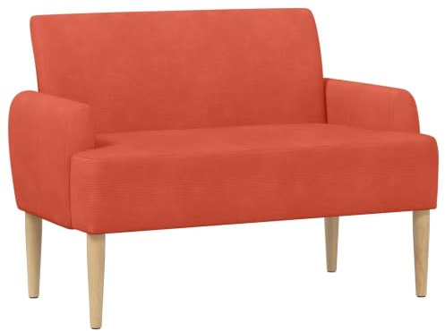 Yisssmeng Zweisitzer Sofa mit Knopfheftung, Modernes Loveseat aus Cordstoff in Rot-Orange, Kleines Polstersofa 116 x 67 x 81 cm für Wohnzimmer und Schlafzimmer, 2-Sitzer Couch
