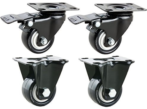 Pro-Lift-Montagetechnik 4 Stück: je 45kg, 2 Lenk gebremst + 2 Bock, Ø40mm, Gummibelag, 02128