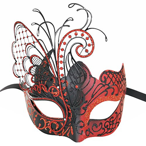 Ubauta Masque de femmes vénitiennes en métal strass papillon pour mascarade/fête de mardi gras/bal costumé Sexy/mariage