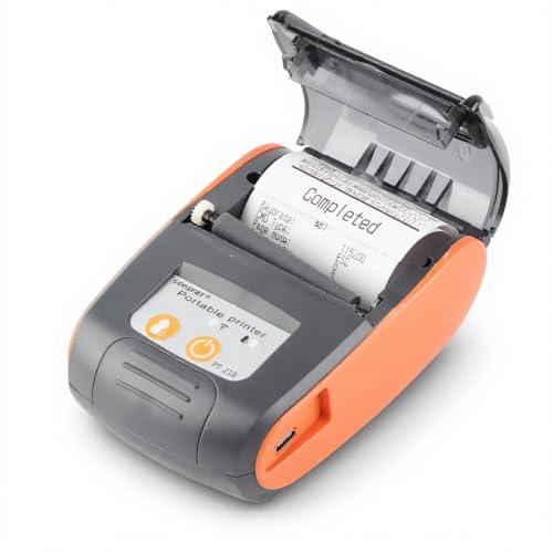 Eboxer 58 mm kabelloser Bluetooth-Thermo-Belegdrucker, Mini-tragbarer Rechnungs-Ticket, POS-Drucker, Hochgeschwindigkeits-, Smartphone-Steuerung für Android, iOS und Windows (Orange)