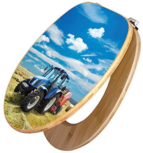 banjado Design WC Sitz Bambus 45x37,5cm / Toilettendeckel Holz/hochwertiger Toilettensitz/Bambus-Toilettendeckel für alle gängigen Toiletten - Traktor