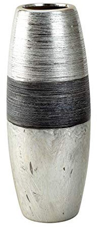 Lifestyle & More Vaso moderno deco vaso da fiori vaso da tavolo in ceramica argento/antracite altezza 30 cm