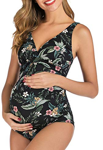 Une Maternité Piece Maillot De Bain Féminin V-Cou Tankini De Grossesse