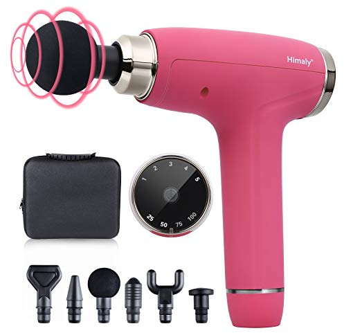 himaly Massagepistole für Nacken Schulter Rücken Massage Gun Massagegerät Elektrisch Entspannen mit 6 Massageköpfen und 5 einstellbaren Geschwindigkeiten Tiefengewebe(Rosa)