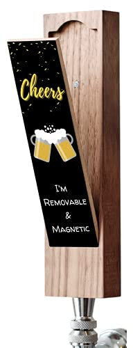 Gonbae Tap Handle with Removable Chalkboard - 8 Inch Rustic Walnut Wooden Beer Tap Handle with a Convenient Removable Magnetic Chalkboard for Kegerators, Bar Taps, Homebrewers, and Draft Beer, by