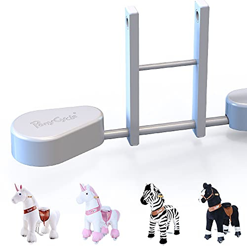 PonyCycle Offizielle Pedalauflage für Modell U Größe 3/4 Einhorn, Zebra und Schwarz Pferd, Kunststoff Pedale, 2 cm Erhöhung – Weiß
