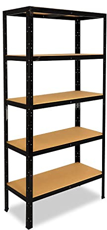 shelfplaza Black 200x80x23cm Schwerlastregal schwarz mit 5 Böden x 175kg | Kellerregal · Lagerregal · Metallregal · Regale für Kellerraum · Steckregal · Abstellraum Regal