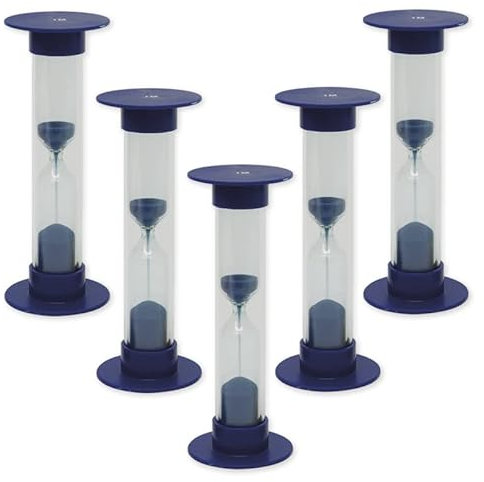 TimeTex Sanduhren-Set 5-TLG. - 1 Minute - blau - 10 cm hoch - 5 Sanduhren mit der gleichen Laufzeit - 61994