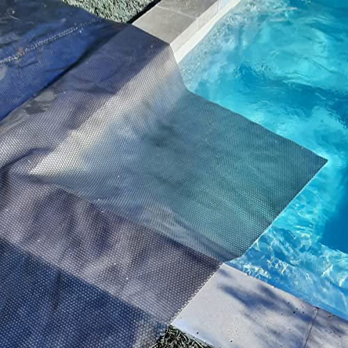 EDENEA - Couverture Solaire Piscine - Gris Silver - Rectangle - Epaisseur 350 Microns Haute Performance -Œillets Offerts- Piscine Hors Sol et Enterrée - Bache Piscine Solaire - Bache Bulles (6 x 3 m)