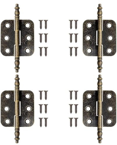 Rifrpha 4 Pezzi Mini Cerniere Bronzo Antico 70 * 35 mm Cerniere Anticate per Legno Cerniere Vintage per Porte Cerniera Armadio Antico Mini Cerniere Modellismo con 24 Viti per Portagioie, Cassetto