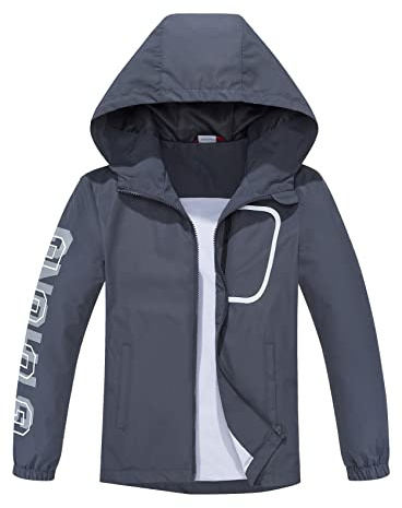 ALXHUTE Veste de pluie pour enfant - Colonne d'eau - Veste demi-saison - Veste fonctionnelle avec capuche