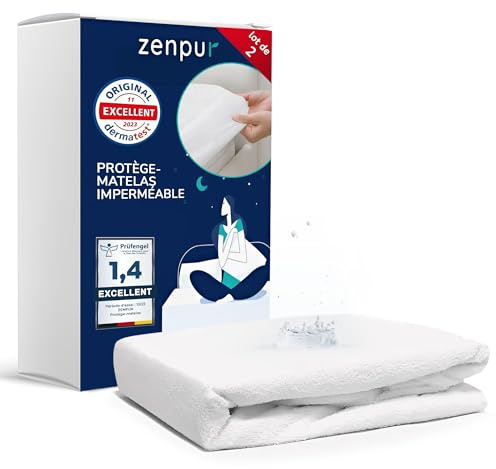 ZenPur Matratzenschoner, 140 x 200 cm, 2 Stück, hergestellt in der EU, Zertifiziert nach Öko-TEX Standard 100, aus Baumwolle, wasserdicht und langlebig, Schutz und Komfort in Einem.