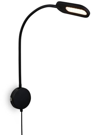 BRILONER - Lampada da lettura, Lampada da parete per interni, Lampada a LED, Lampada da parete per interni, Girevole, Dimmerabile, Touch control, Lampada a zoccolo, Nero
