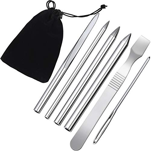 Juego de 6 Piezas de Costura de Paracord 6 Tamaños Agujas de Costura de Cordones Paracord FID Herramienta de Alisado de Paracord Aguja de Cuero para Cordones para Paracord, Plateado