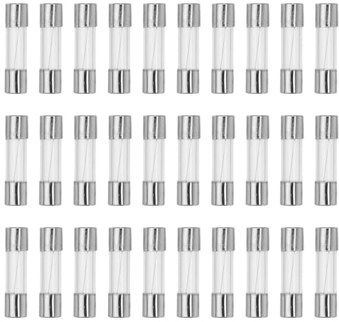 QUARKZMAN 30 Pezzi di fusibili a Tubo in Vetro a Rapida interruzione da 6.3A, 250V, 5x20mm per Auto.