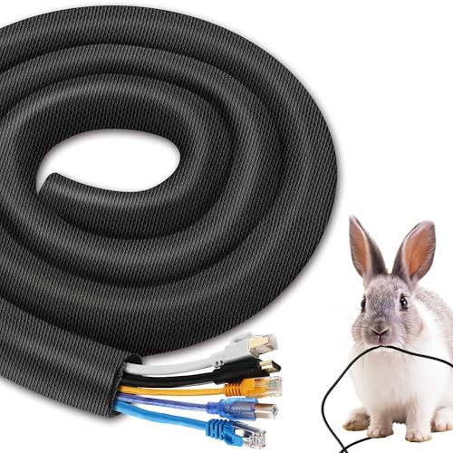 Kabelschutz von Haustieren, kein Kauen, 2,5 m, 1,27 cm, YCLYC verschütteter Kabelschutz, Kabelhülse, schwarze Kabelwicklung, Kabel-Organizer für Kabel, Kabelmanagement unter dem Schreibtisch, Computer