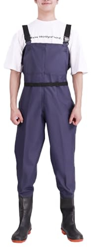 Trampolieri da uomo e donna con stivali,Pesca Waders per Torace piedi stivali,Pantaloni Da Pesca Con Bretelle,unisex,impermeabile,traspirante,per Amanti Pesca Sportiva,Caccia,Giardinaggio