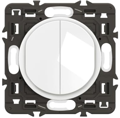 LEGRAND - Interrupteur Poussoir Double - 6A - Commande d'Eclairage Complète - A compléter avec une plaque - Blanc