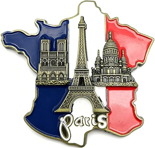 1Pc Mehrfarbige Kühlschrankmagnete,Eiffelturm-Set dekorative Kühlschrankmagnete,Aufkleber – Frankreich-Karte,Kühlschrankaufkleber,3D-Magnete aus Kunstharz,Kathedrale Notre Dame de Paris Frankreich