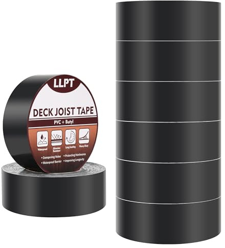 LLPT Balkenband für Terrassendielen 8 Packungen 50mm x 15m | Schutzband für Balken und Träger, Robustes Wasserdichtes Butyldichtmittel für Holzdecks Dachbalken