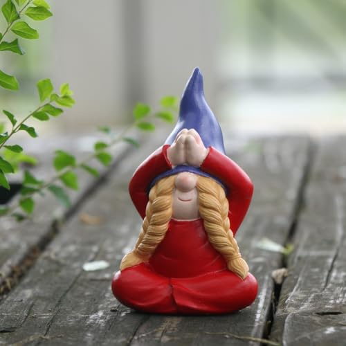 JARPSIRY Meditierender Gartenzwerg, 11,4 cm hoch, Kunstharz, Buddha-Zen-Yoga-Zwerg, Figuren für Zuhause, Innen- und Außenbereich, Garten, Terrasse, Rasen, Veranda, Hof, Kunstdekorationen, Geschenk