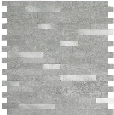 d-c-fix Premium Azulejo Metal y Piedra 29,7 x 29,2 cm - panel decorativo lavable pegatina baldosa decoración revestimiento PVC - para baño, cocina