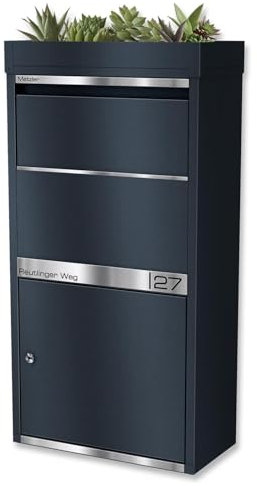 Metzler® boîte à Colis avec Toit végétal et Gravure personnalisée Anthracite RAL 7016 étanche et sécurisée réception sans Contact compacte 10 Ans de pièces détachées Avalon
