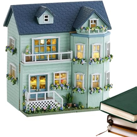Xiixuuj Kit casa delle bambole in miniatura,Kit casa in miniatura fai da te | Kit casetta apribile da costruire per adulti,Decorazione del kit di costruzione di modelli per stanze creative fatte a