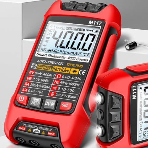 M117 Multimètre numérique de haute précision, multifonction et automatique pour réparation de compteurs automatiques, multimètre d'électricien (rouge)