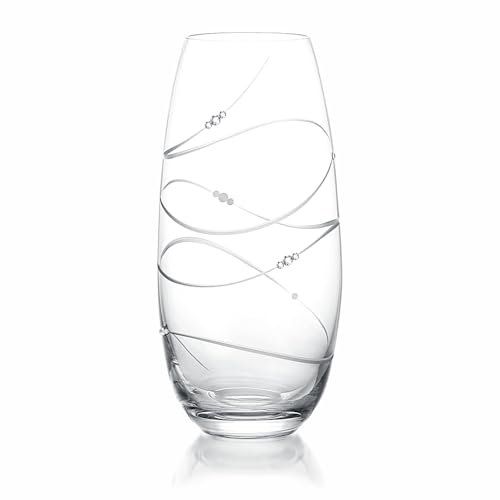 Brilant Serpent Glasvase - Elegante Blumenvase, Deko Glas mit Eingraviertem Wirbel-Design und Premium-Kristallakzenten, Geschenke für Frauen, Handgefertigt in der EU - 1 Stück, 25cm