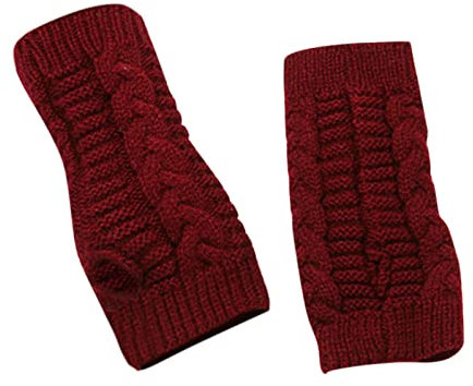 Generisch Latex Catsuit Women's S Warm Thickened Finger Plus Gloves Patent Gloves, Wine Red, One Size