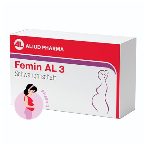 Femin AL 3 Schwangerschaft: Folsäure & Vitamine ab der 13. Schwangerschaftswoche - Enthält L-Methylfolat & DHA - Unterstützt Gewebe, Blutbildung & Immunsystem, 60 Kapseln