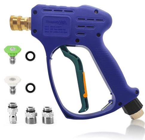 YeewayVeh Pressure Washer Gun, Swivel 3/8 Quick Connect, Blue/Brass