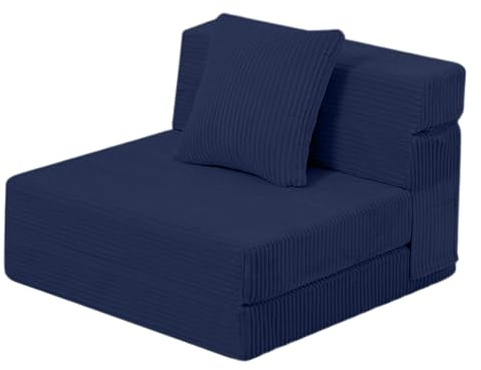 MeMoreCool Cord leksoffa, barnsoffa, Glow-barnsoffa, hopfällbar soffa, barnsoffa, hopfällbar soffa, barnsoffa, Z-säng, vikbar barnsoffa, golvsäng, hopfällbar soffa för lekrum, blå