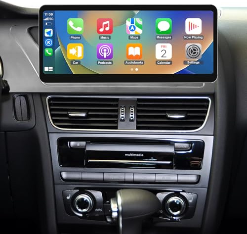 Road Top 12,3 Zoll Autoradio CarPlay für Audi A4 A5 mit 3GMMI (2009-2015) | Linux HD Touchscreen mit Ultraschmaler, Wireless CarPlay, Android Auto, MirrorLink, Carplay Bildschirm Upgrade