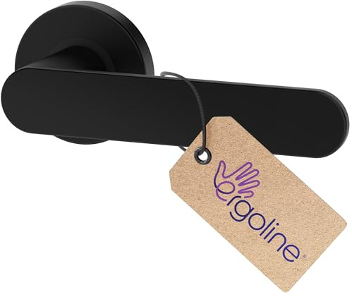 ERGO line PRIMA Schwarz Türbeschlag Türgriff ohne Schlossrosette, Rund-Rosette, Drückergarnitur, Türbeschlag, Schwarz Türklinke, Türdrücker