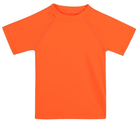 Boys Rash Guard Short Sleeve Toddler Kids Swim Shirt, Youth UPF 50+ Surfing/Sun Suit(Orange, 3T)