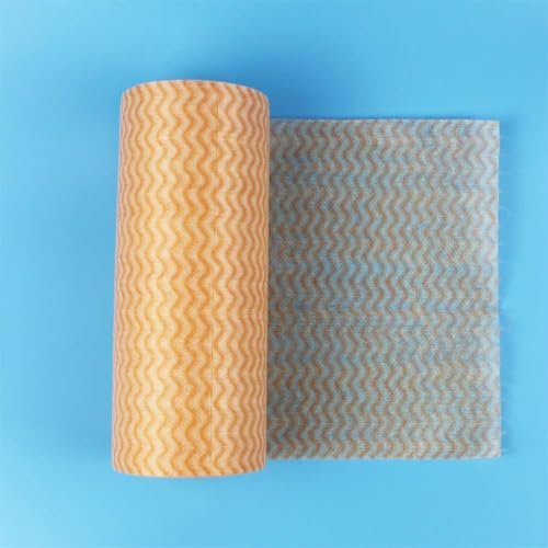 Kitchen dish towel, super absorbent dish towel, Dishcloth Reusable Non-woven Fabric Disposable Kitchen Cloth Rolls Scouring Pads Cleaning Rags Lint Free Cloth (Color : Red),Oranje,One Size