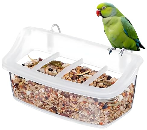 Bird Cage Feeder, Cage ​Foraging Box Pvc, Food Dispensers Hanging Food Bowl, Spill Proof Parrot Feeder, Splash Proof Food Feeder Holder for Parrot Parakeet Cockatiel Conure Lovebird