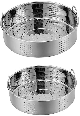 Cesta Vaporera de Acero Inoxidable 2 Piezas para Arroz y Alimentos | Plata, Práctica y Resistente a Deformación, Uso Doméstico y Restauración