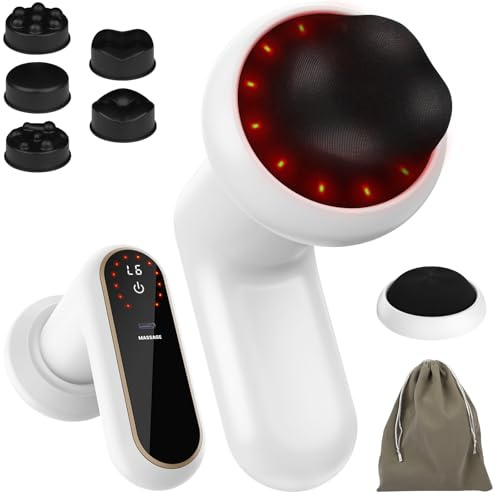 Masseur Anti Cellulite Électrique - Rechargeable Appareil Massage Cellulite 6 Niveaux 3 Modes 5 Têtes Massage 1 Housse en Tissu Remplaçable Pour Remodelage et Perte de Poids Corps Jambes Ventre Bras